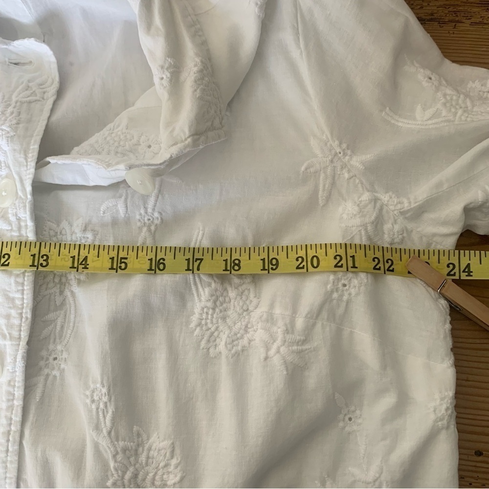 J. Jill white linen and cotton blend embroidered long sleeve jacket - Picture 14 of 16